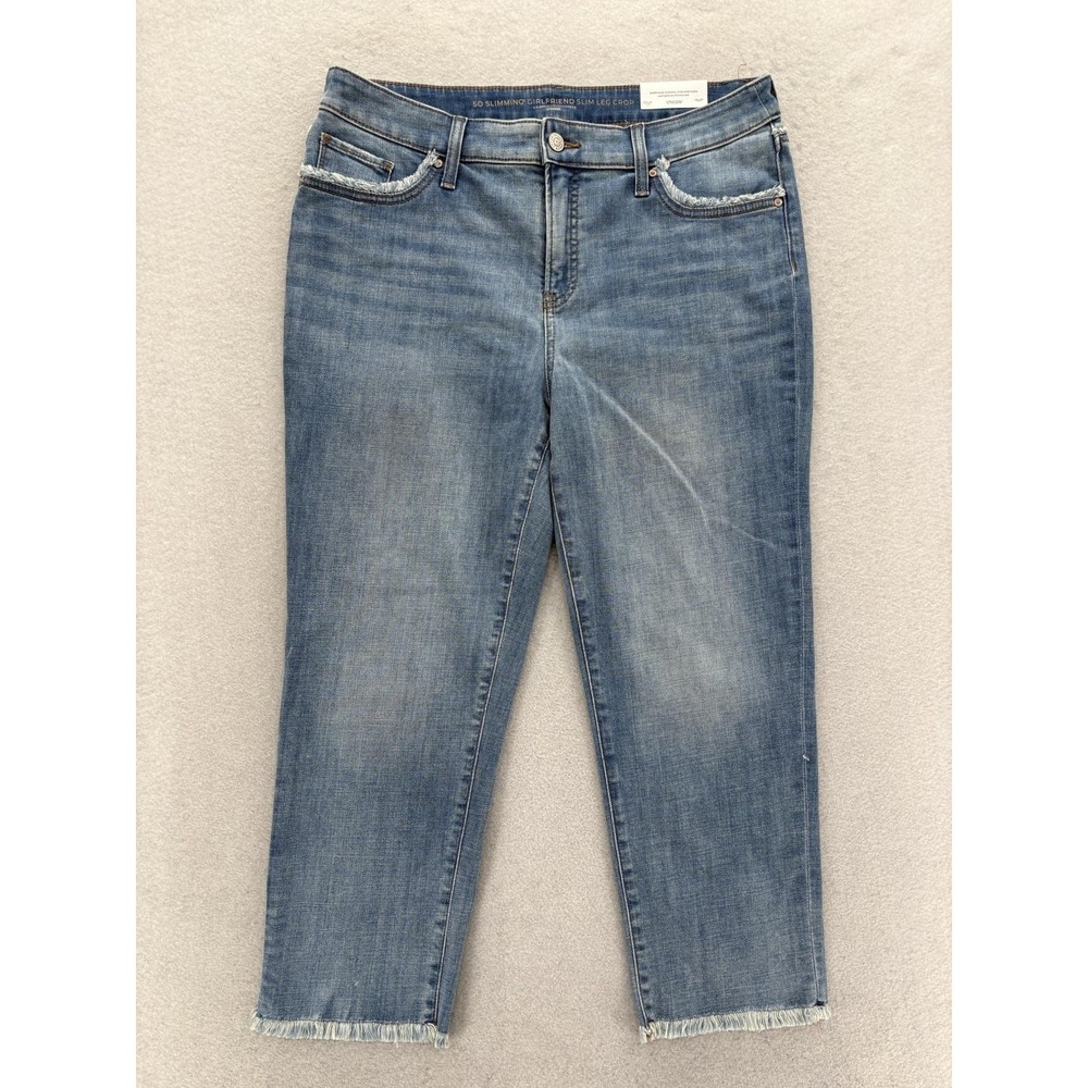 Chicos So Slimming Girlfriend Slim Leg Crop Jeans Womens 1.5 Blue Mid Rise NWT
